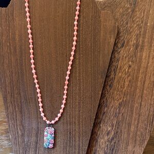 Hand beaded Coral Necklace
